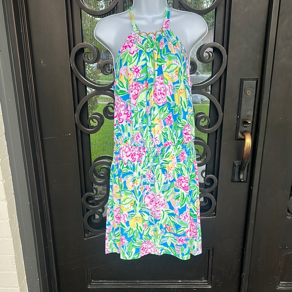 Lilly Pulitzer Blue Pink Halter Sundress